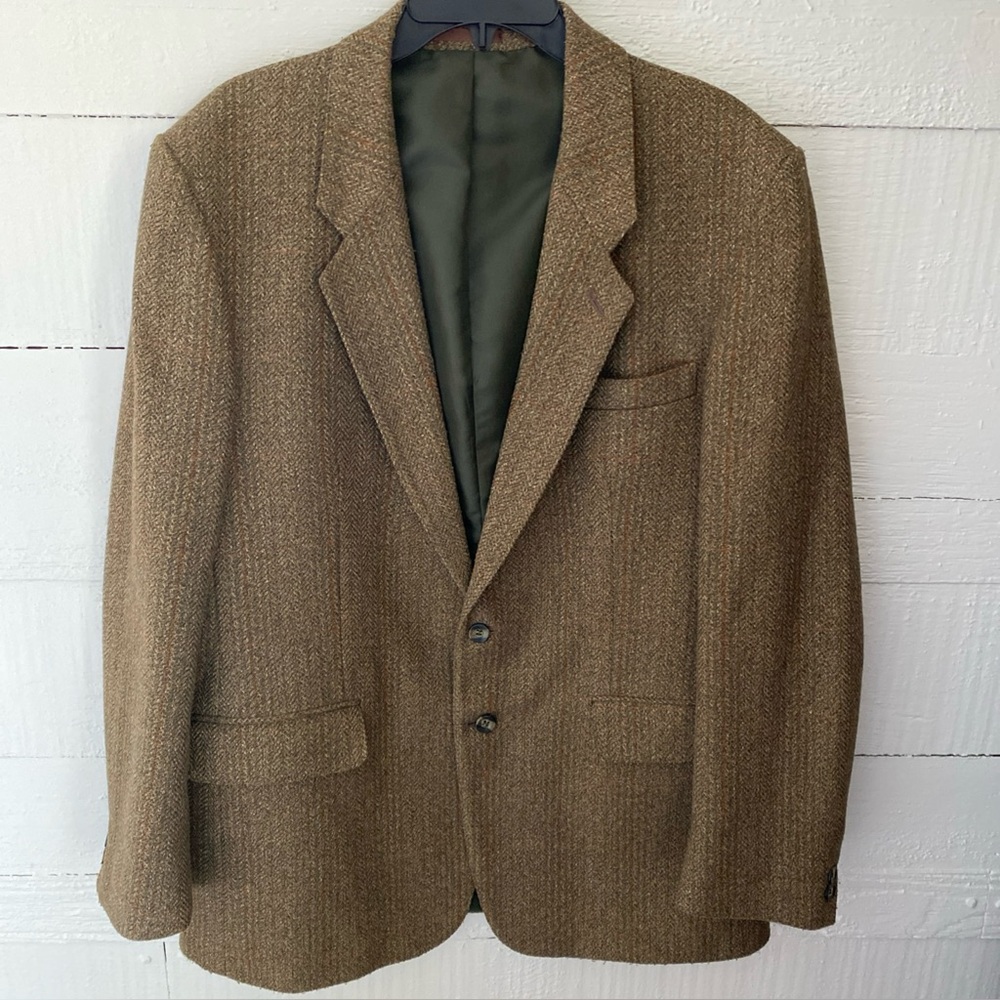 Vtg Craftcentre Cymru Wool Blend Tweed Blazer/Jacket Made In Britain Brown 44R